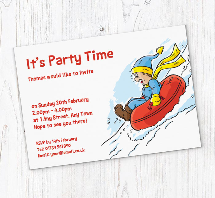 snow tubing party invitations