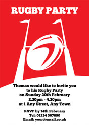 red rugby party invitations