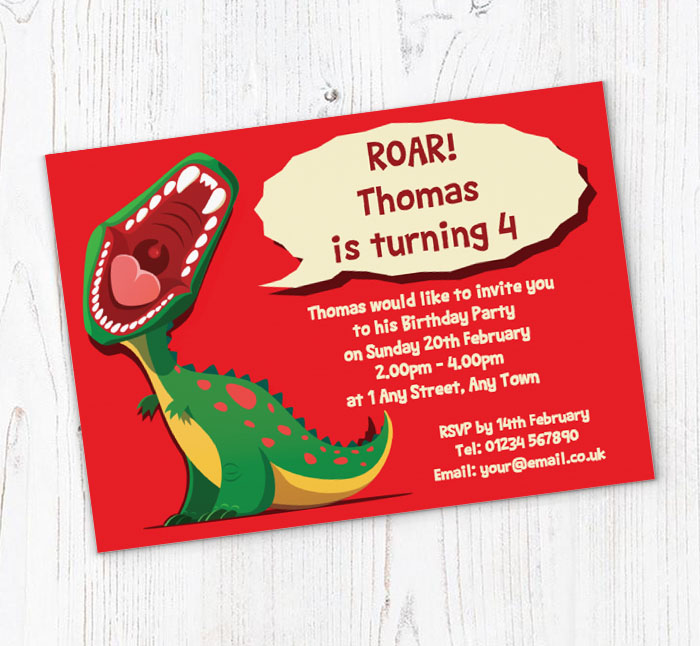 dinosaur roar party invitations