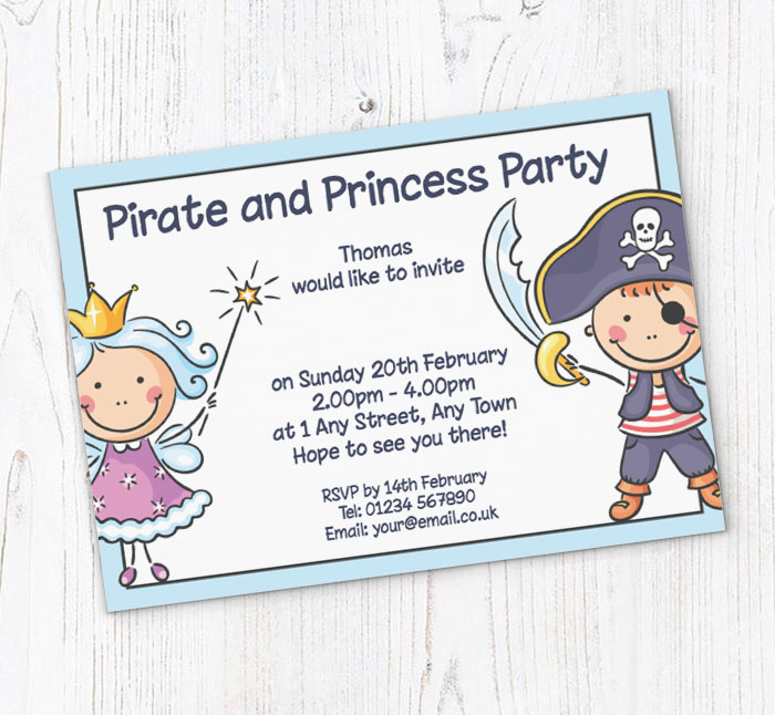 pirate and fairy invitations