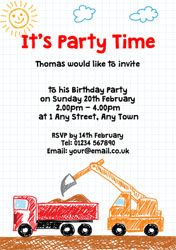 sketched trucks party invitations