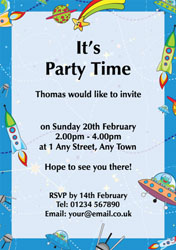 flying aliens party invitations