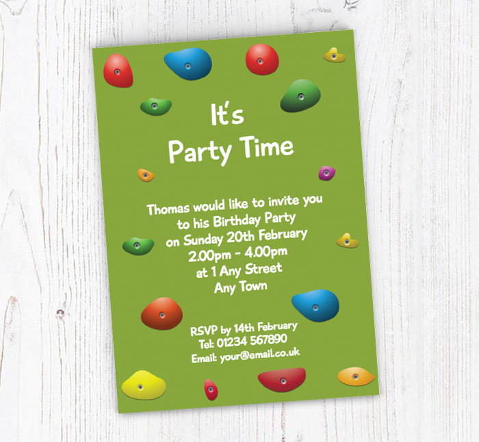 green climbing wall invitations