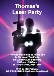 purple laser tag invitations