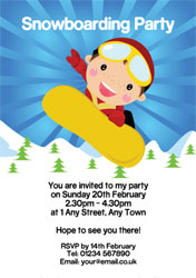 boys snowboarding invitations