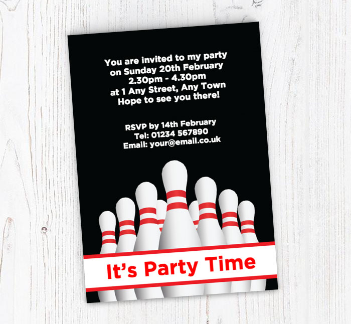 bowling pins party invitations