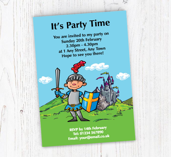 brave knight party invitations