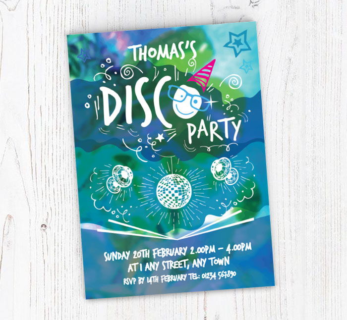 boys disco party invitations