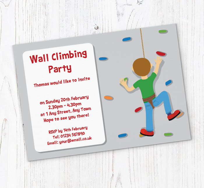 boys wall climbing invitations