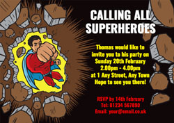 flying superman party invitations