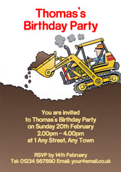 man driving digger invitations