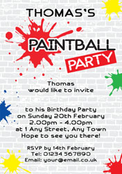 paint ball splats invitations