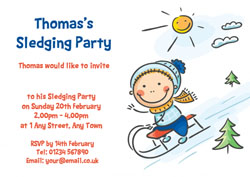 boys sledging party invitations