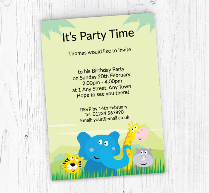 safari animals party invitations