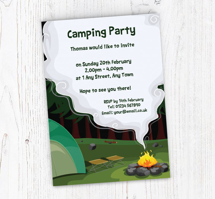 camping party invitations