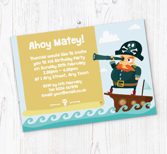 pirate on ship invitations