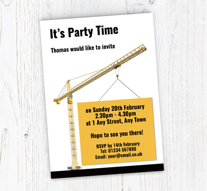 construction crane invitations