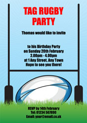 rugby ball and posts invitations