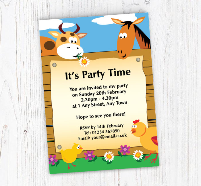 farmyard animals invitations
