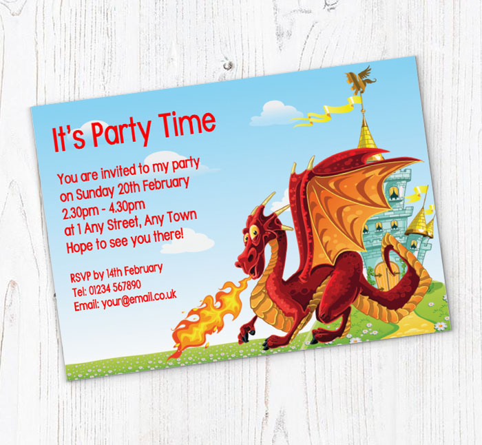 fire breathing dragon invitations