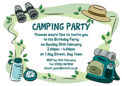 bushcraft party invitations