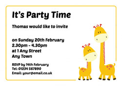 two cute giraffes invitations