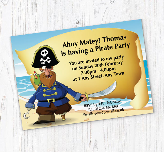 one legged pirate invitations