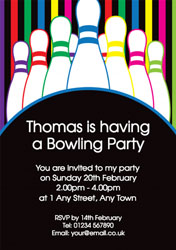 multi coloured bowling invitations