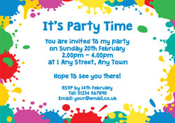 paint splats party invitations
