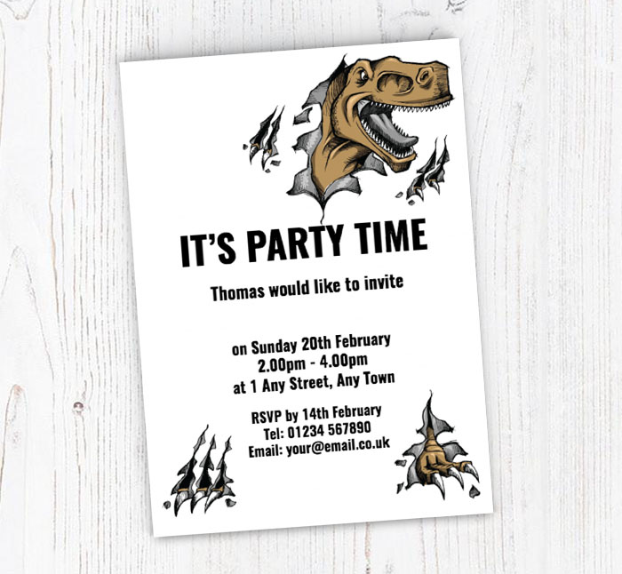 dinosaur ripping party invitations