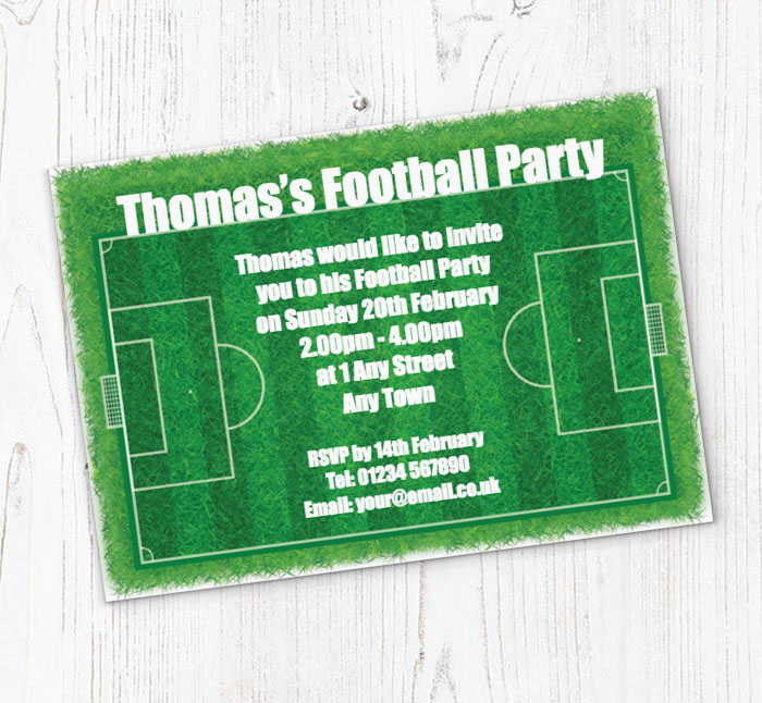 football pitch party invitations
