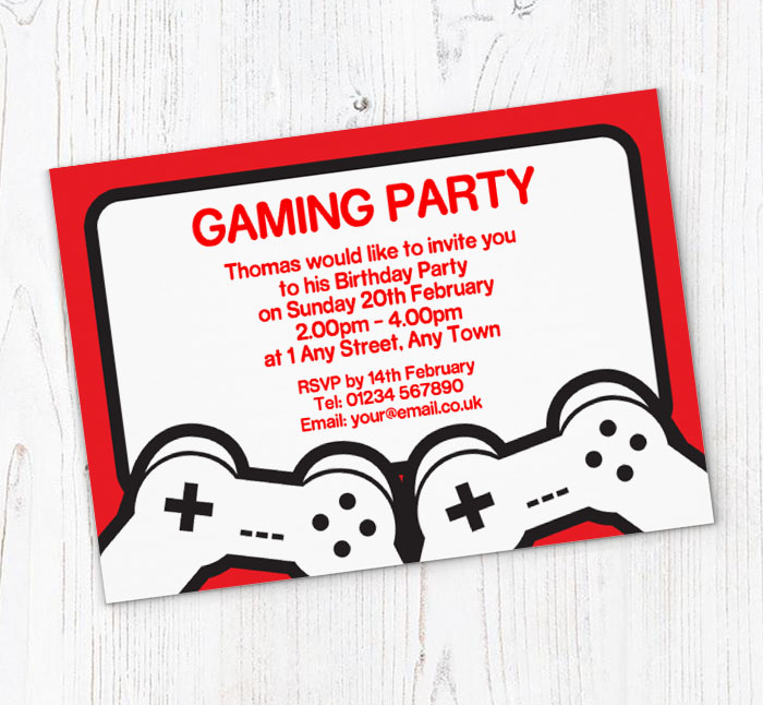 Gaming Party Invitations Personalise Online Plus Free Envelopes