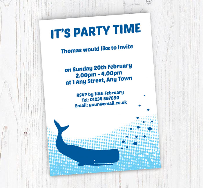 blue whale party invitations