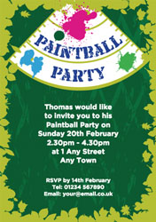 green paintball party invitations