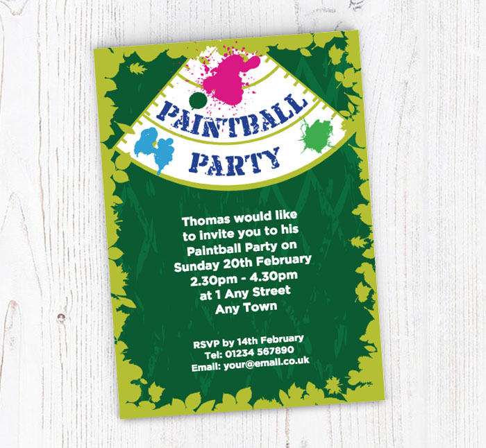 green paintball party invitations