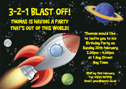 rocket and planets invitations
