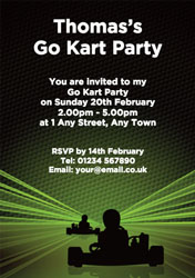 green go kart party invitations