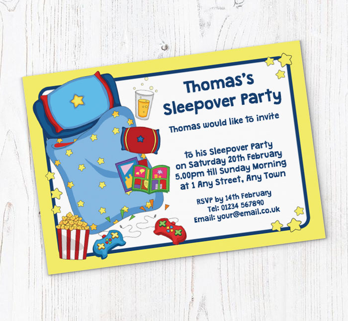 boys sleepover party invitations