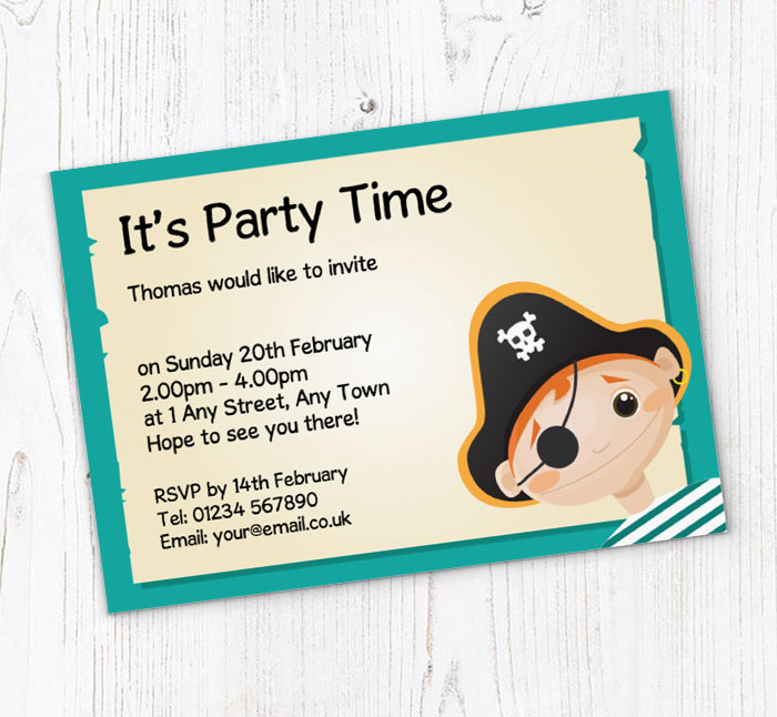 boys pirate party invitations