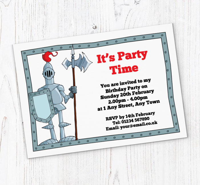 knight in armour invitations