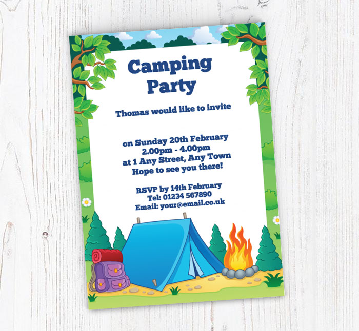 campsite party invitations