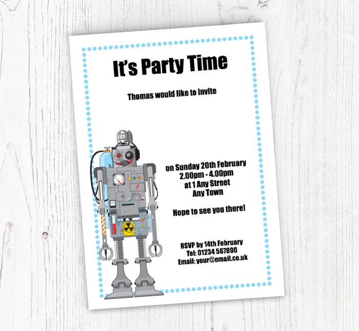 robot party invitations