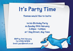 happy shark party invitations
