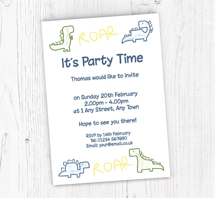 cute dinosaurs party invitations