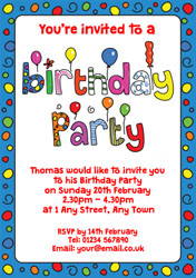 blue birthday party invitations