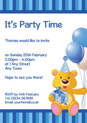 teddy with balloons invitations