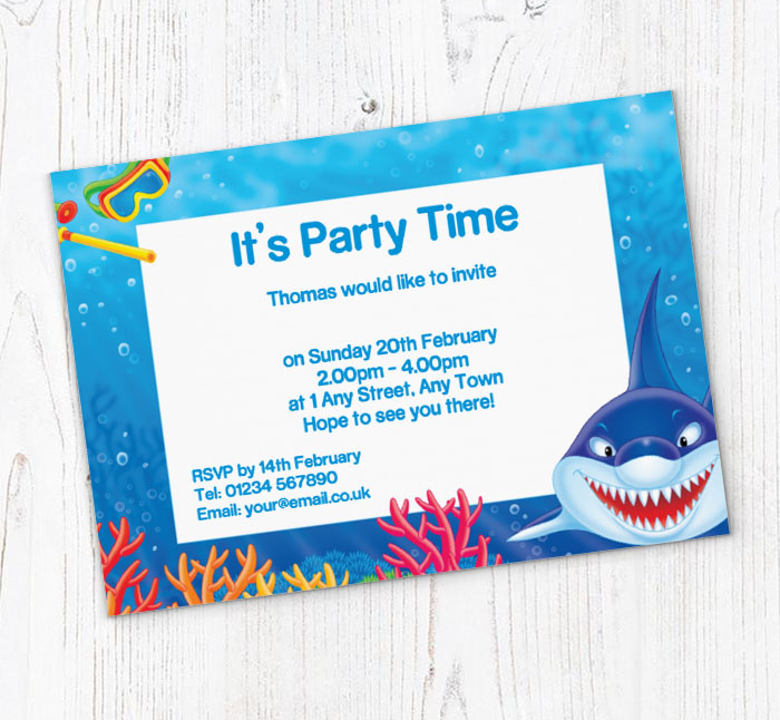 shark party invitations