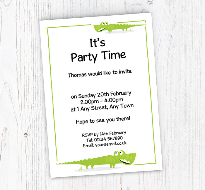 alligator party invitations
