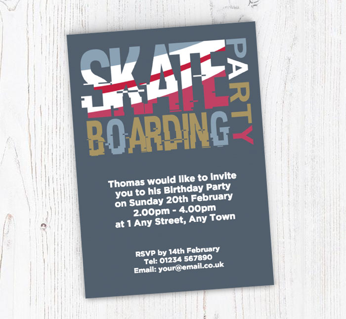 skateboarding party invitations