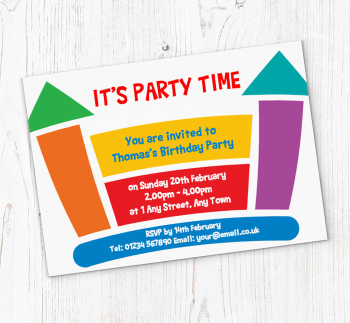 boys bouncy castle invitations